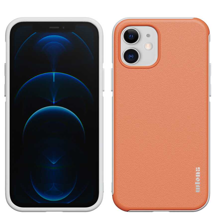 Apple iPhone 12 Kılıf Wlons Hill Kapak Turuncu