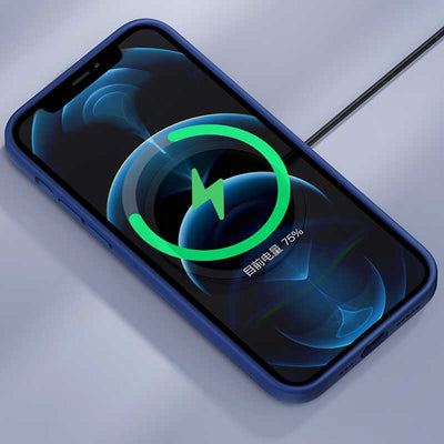 Apple iPhone 12 Pro Kılıf Benks Magsafe Magnetic Original Apple MFI Certified Silikon Kapak Mavi