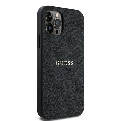 iPhone 12 Pro Kılıf Guess Orjinal Lisanslı M-safe Şarj Özellikli 4G Desen Yazı Logolu Kılıf