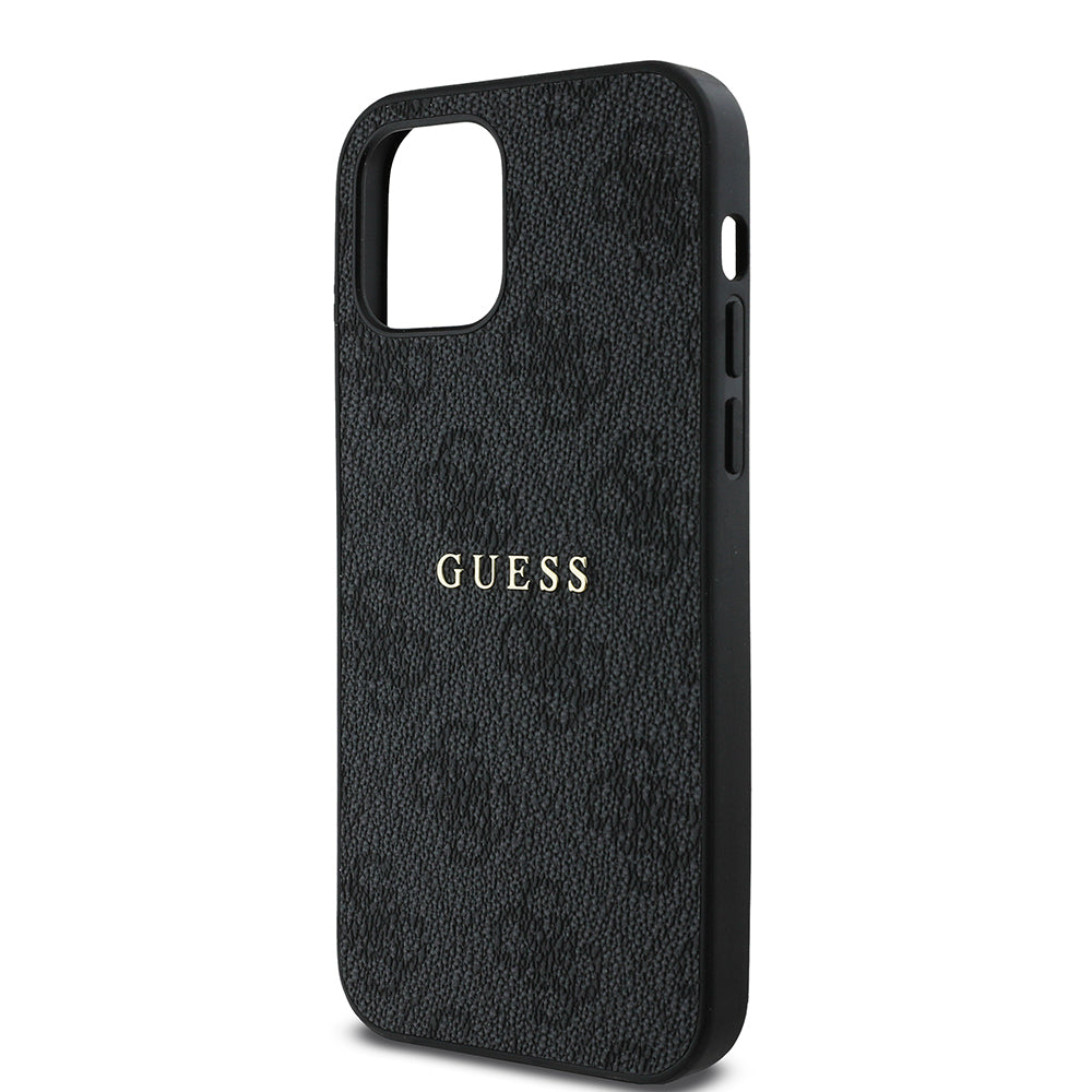 iPhone 12 Pro Kılıf Guess Orjinal Lisanslı M-safe Şarj Özellikli 4G Desen Yazı Logolu Kılıf