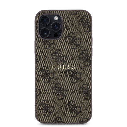 iPhone 12 Pro Kılıf Guess Orjinal Lisanslı M-safe Şarj Özellikli 4G Desen Yazı Logolu Kılıf