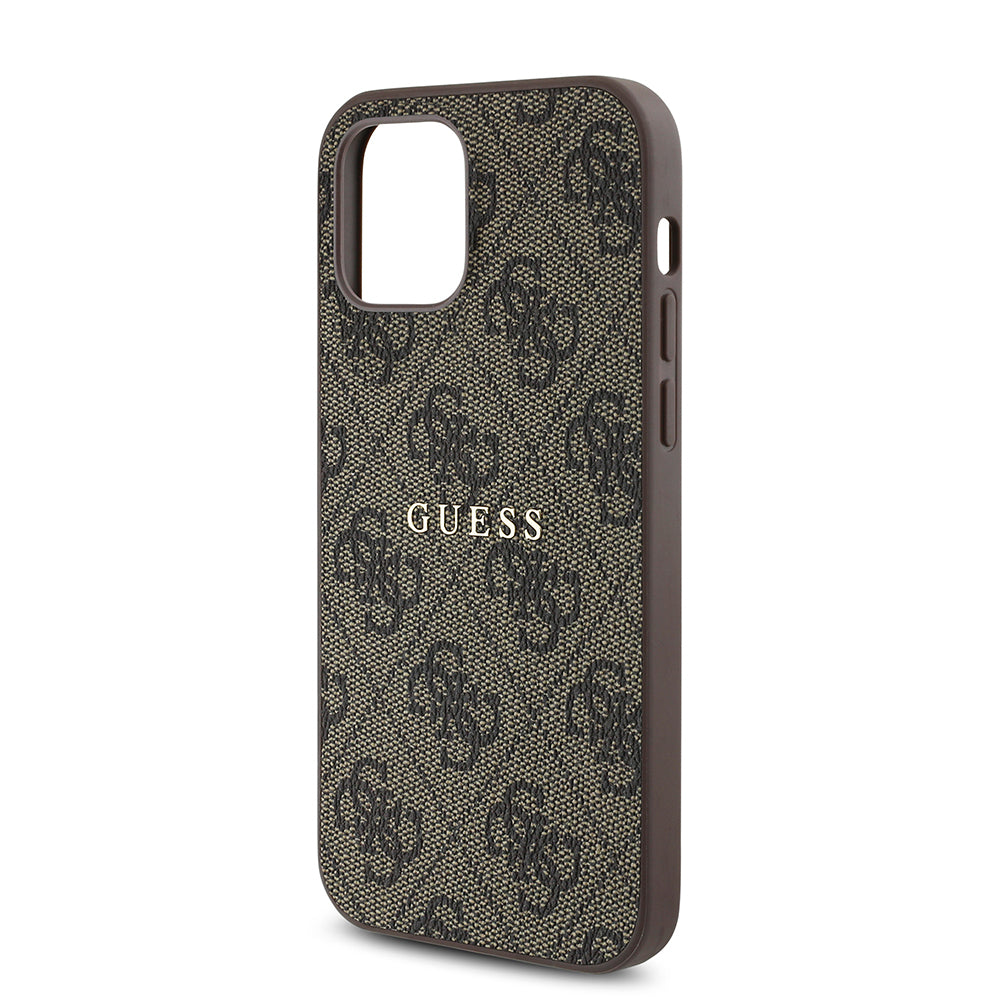 iPhone 12 Pro Kılıf Guess Orjinal Lisanslı M-safe Şarj Özellikli 4G Desen Yazı Logolu Kılıf