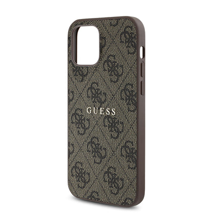 iPhone 12 Pro Kılıf Guess Orjinal Lisanslı M-safe Şarj Özellikli 4G Desen Yazı Logolu Kılıf