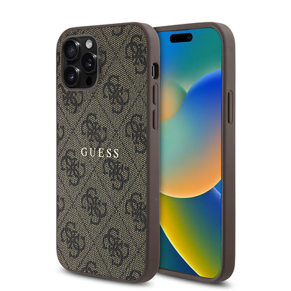 iPhone 12 Pro Kılıf Guess Orjinal Lisanslı M-safe Şarj Özellikli 4G Desen Yazı Logolu Kılıf