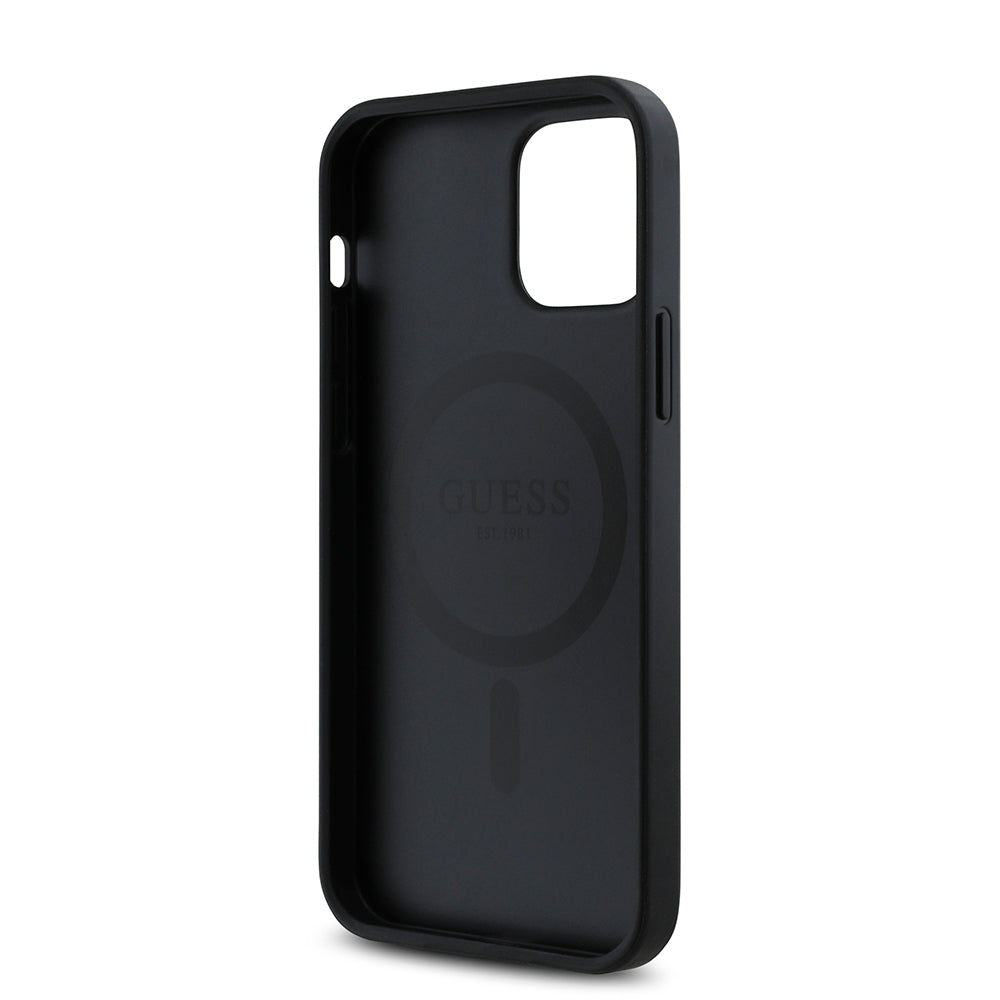 iPhone 12 Pro Kılıf Guess Orjinal Lisanslı M-safe Şarj Özellikli Gül Baskılı 4G Desenli Yazı Logolu Kılıf