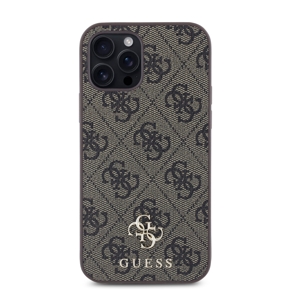 Apple iPhone 12 Pro Kılıf Guess Orjinal Lisanslı Magsafe Şarj Özellikli Small 4G Classic Kapak Kahverengi