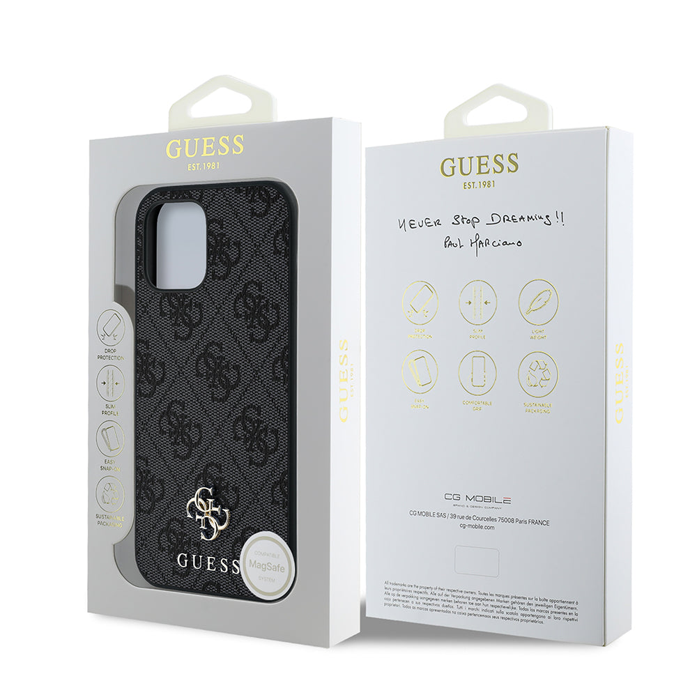 Apple iPhone 12 Pro Kılıf Guess Orjinal Lisanslı Magsafe Şarj Özellikli Small 4G Classic Kapak Pembe
