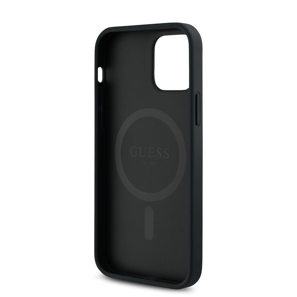 Apple iPhone 12 Pro Kılıf Guess Orjinal Lisanslı Magsafe Şarj Özellikli Small 4G Classic Kapak Kahverengi