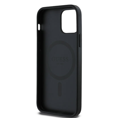 iPhone 12 Pro Kılıf Guess Orjinal Lisanslı M-safe Şarj Özellikli Yazı Logolu Saffiano Classic Kılıf