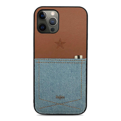 Apple iPhone 12 Pro Kılıf Kajsa Denim Kapak Mavi Açık