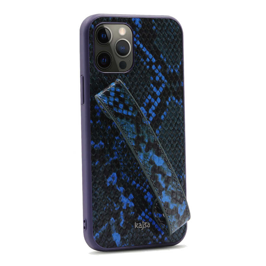 Apple iPhone 12 Pro Kılıf Kajsa Glamorous Serisi Snake Handstrap Kapak Kırmızı
