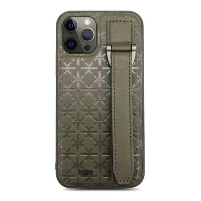 Apple iPhone 12 Pro Kılıf Kajsa Neo Clasic Serisi Mono K Strap Kapak Mavi