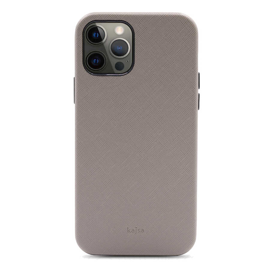 Apple iPhone 12 Pro Kılıf Kajsa Woven Kapak Gri