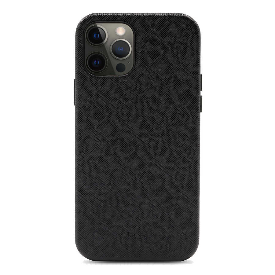 Apple iPhone 12 Pro Kılıf Kajsa Woven Kapak Siyah