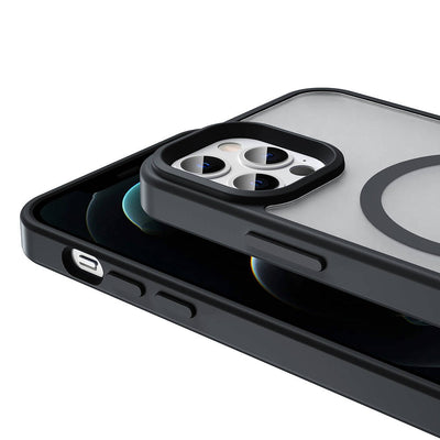 Apple iPhone 12 Pro Kılıf M-safe Şarj Özellikli Mat Arka Yüzey Zore Sio Kapak Siyah