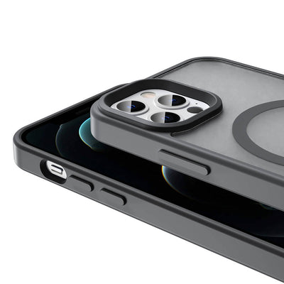 Apple iPhone 12 Pro Kılıf M-safe Şarj Özellikli Mat Arka Yüzey Zore Sio Kapak Siyah