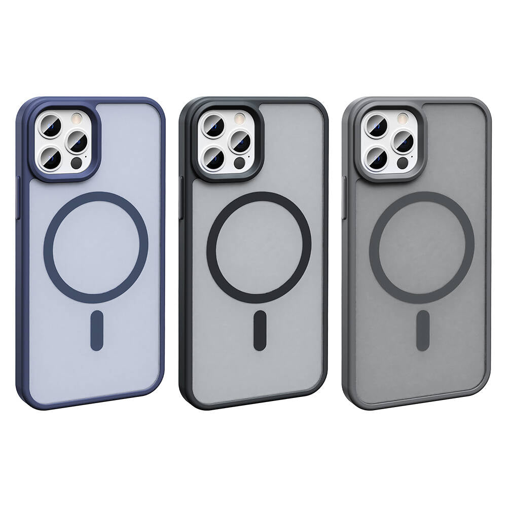 Apple iPhone 12 Pro Kılıf M-safe Şarj Özellikli Mat Arka Yüzey Zore Sio Kapak Derin Mor