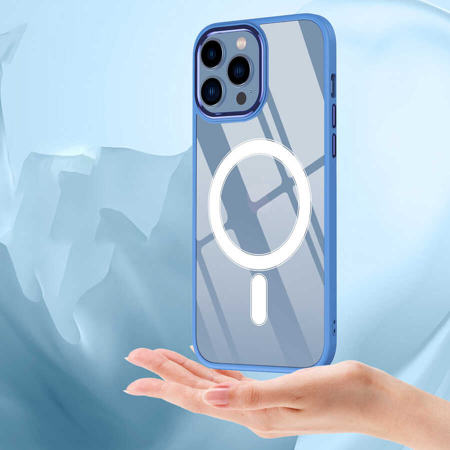 iPhone 12 Pro Kılıf Wireless Şarj Özellikli Zore Krom M-safe Silikon Kılıf