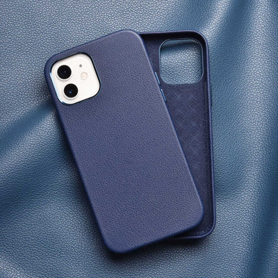 Apple iPhone 12 Pro Kılıf Wiwu Calfskin Kapak Lacivert