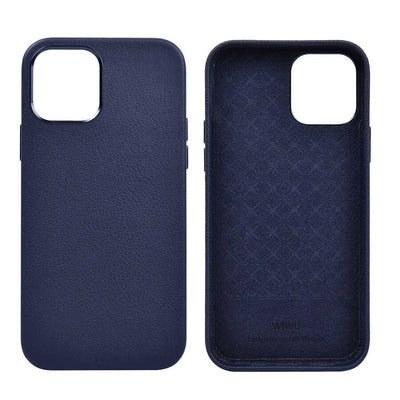 Apple iPhone 12 Pro Kılıf Wiwu Calfskin Kapak Lacivert