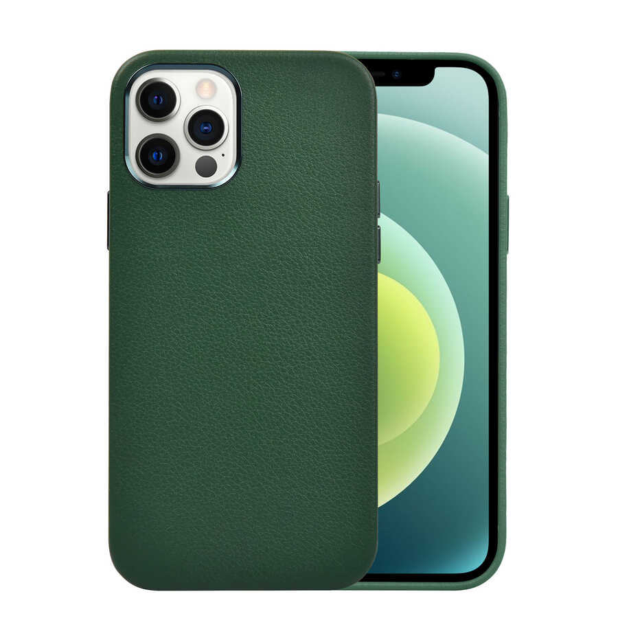 Apple iPhone 12 Pro Kılıf Wiwu Calfskin Kapak Yeşil