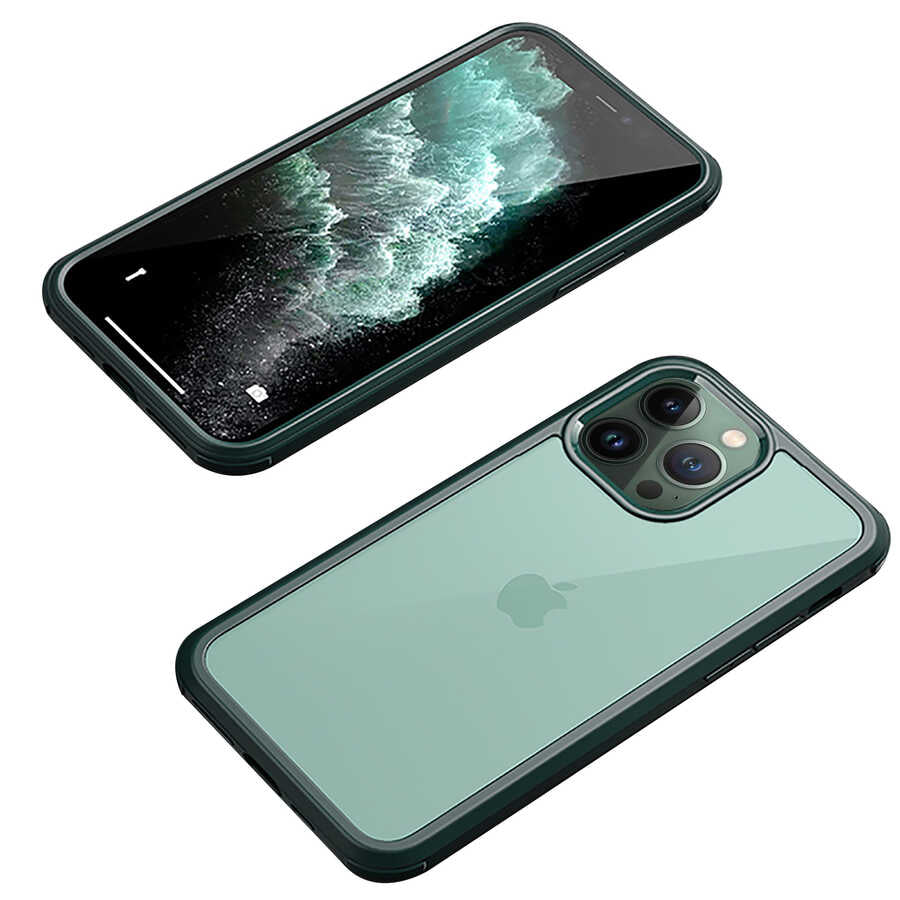 Apple iPhone 12 Pro Kılıf Zore Dor Silikon Temperli Cam Kapak