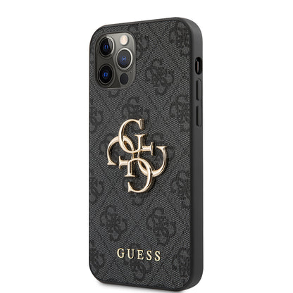 iPhone 12 Pro Max Kılıf Guess Orjinal Lisanslı PU Deri Büyük Metal Logo Dizaynlı Kılıf