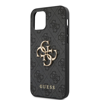 iPhone 12 Pro Max Kılıf Guess Orjinal Lisanslı PU Deri Büyük Metal Logo Dizaynlı Kılıf