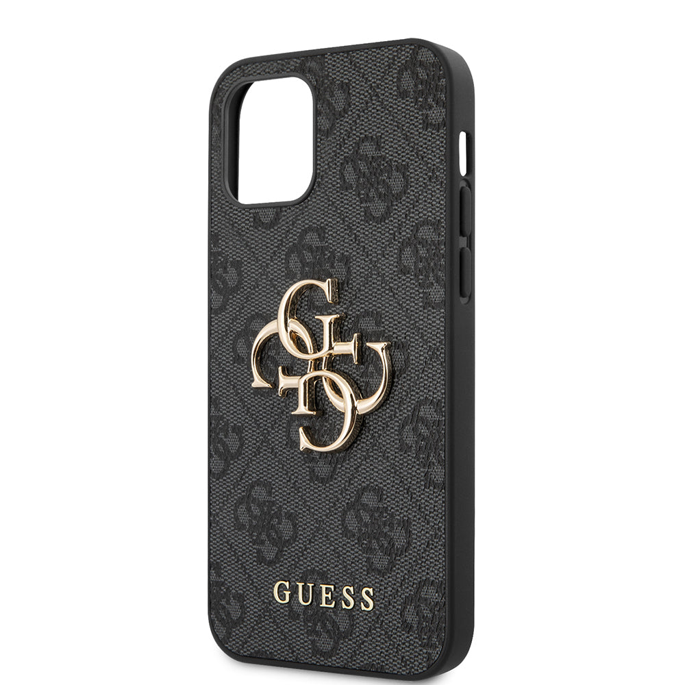 Apple iPhone 12 Pro Max Kılıf Guess Orjinal Lisanslı PU Deri Büyük Metal Logo Dizaynlı Kapak Pembe
