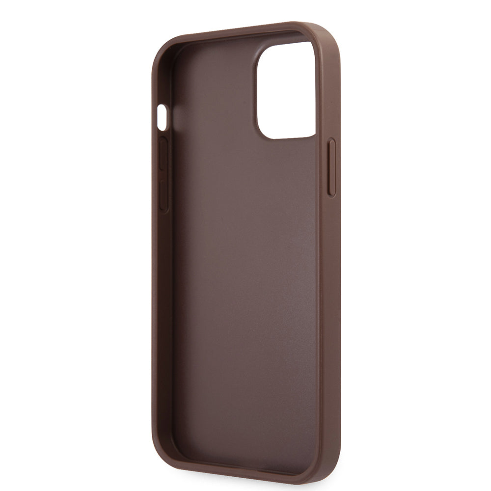 iPhone 12 Pro Max Kılıf Guess Orjinal Lisanslı PU Deri Büyük Metal Logo Dizaynlı Kılıf