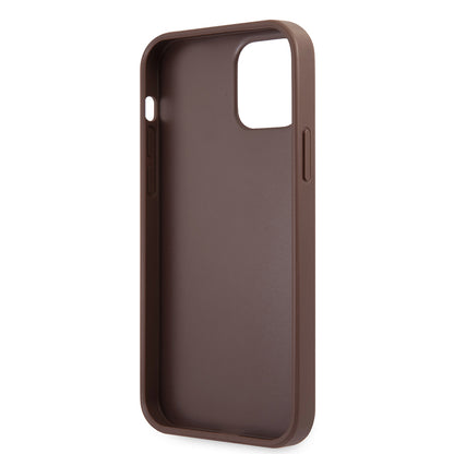 iPhone 12 Pro Max Kılıf Guess Orjinal Lisanslı PU Deri Büyük Metal Logo Dizaynlı Kılıf