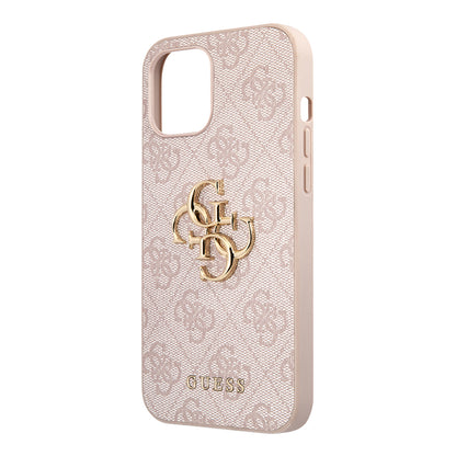 iPhone 12 Pro Max Kılıf Guess Orjinal Lisanslı PU Deri Büyük Metal Logo Dizaynlı Kılıf