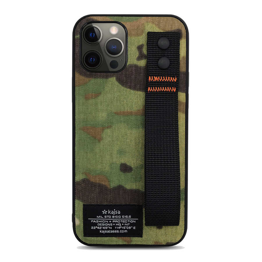 Apple iPhone 12 Pro Max Kılıf Kajsa Cordura Serisi Military Kapak Kahverengi