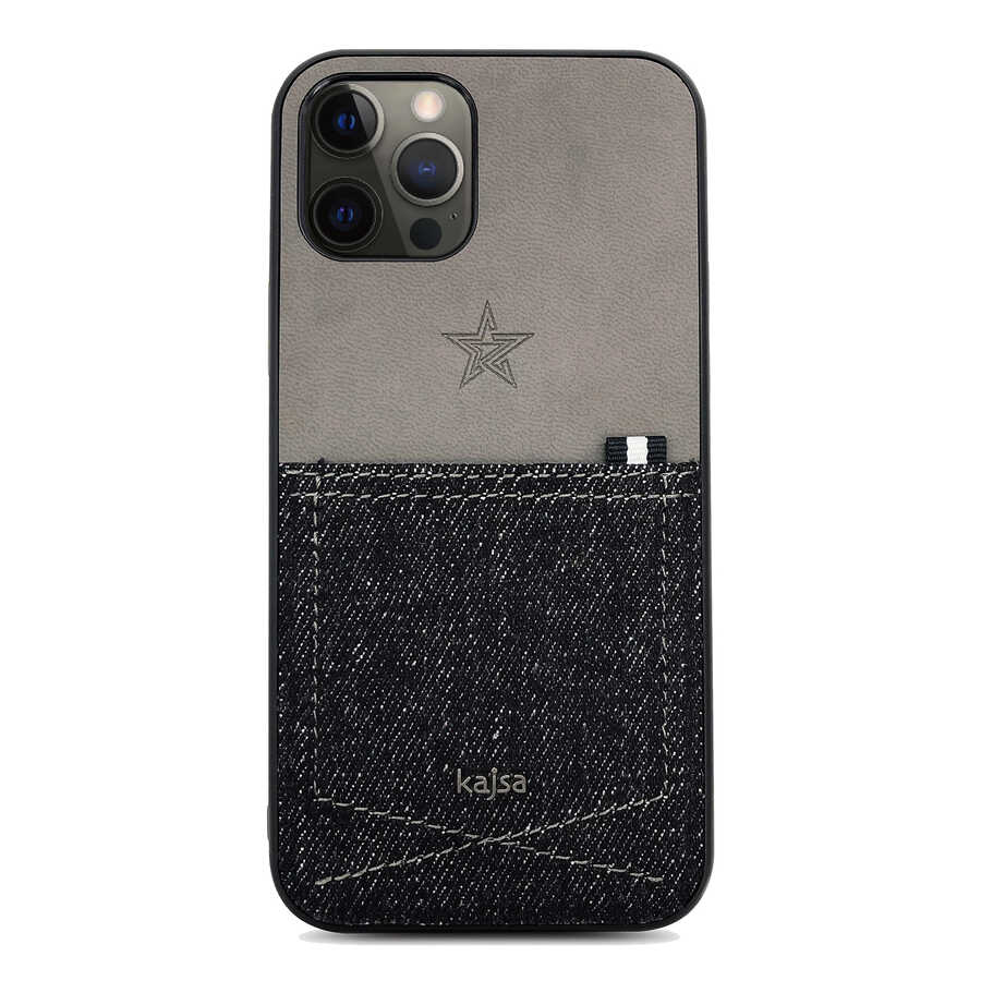 Apple iPhone 12 Pro Max Kılıf Kajsa Denim Kapak Mavi Açık