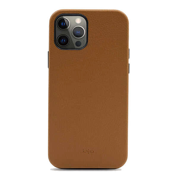 Apple iPhone 12 Pro Max Kılıf Kajsa Litchi Kapak Kahverengi