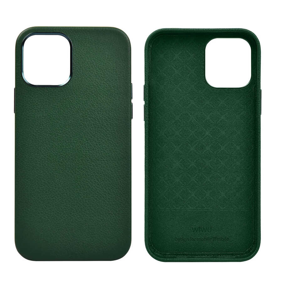 Apple iPhone 12 Pro Max Kılıf Wiwu Calfskin Kapak Kahverengi