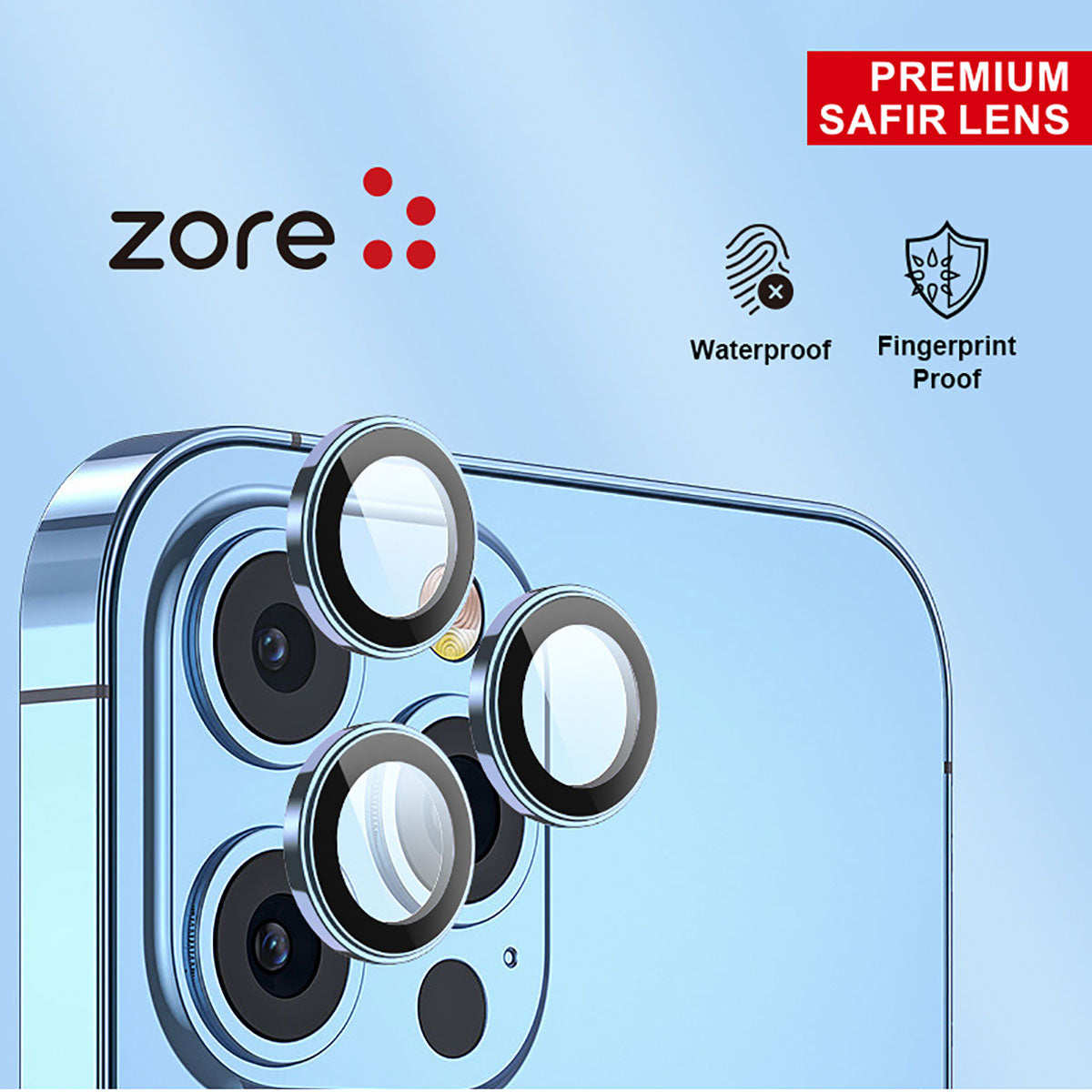Apple iPhone 12 Pro Max Zore CL-12 Premium Safir Parmak İzi Bırakmayan Anti-Reflective Kamera Lens Koruyucu Gümüş