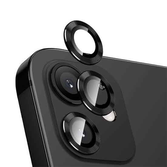 Apple iPhone 12 Zore CL-12 Premium Safir Parmak İzi Bırakmayan Anti-Reflective Kamera Lens Koruyucu Siyah