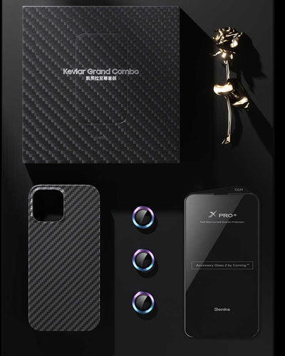 Apple iPhone 13 Kılıf Benks Aramid Magsafe 3 in 1 Set Siyah