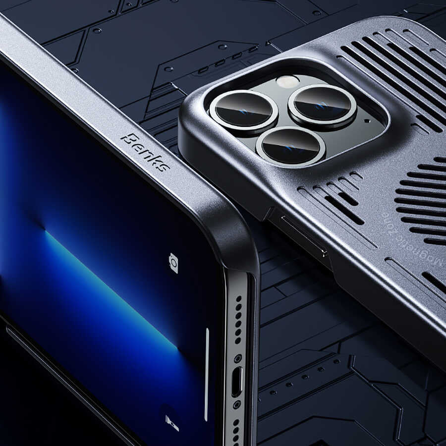 Apple iPhone 13 Kılıf Benks Bizzard Soğutucu Özellikli Oyuncu Telefon Kılıfı Gri