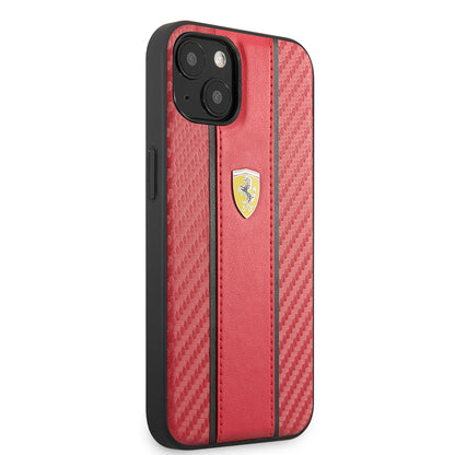 iPhone 13 Kılıf Ferrari Orjinal Lisanslı PU Deri Ve Karbon Dizayn Kılıf