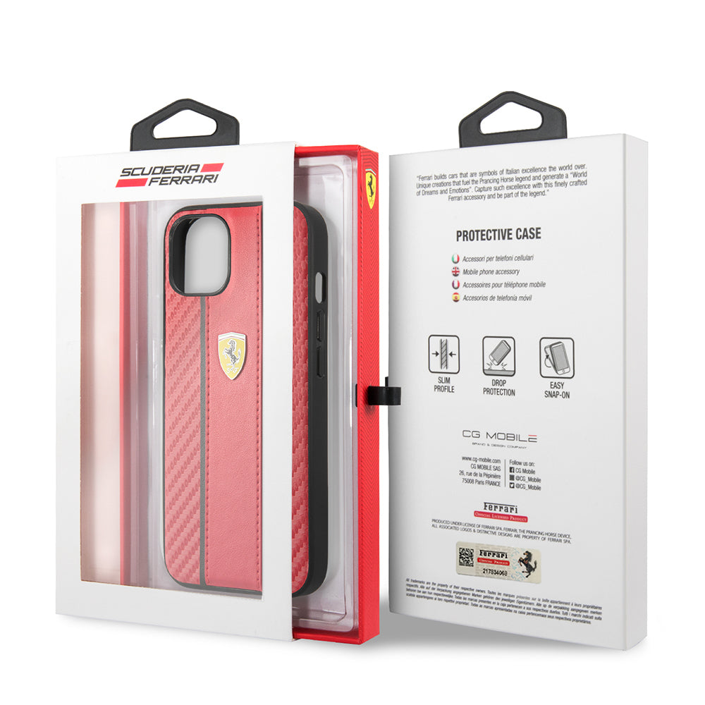 iPhone 13 Kılıf Ferrari Orjinal Lisanslı PU Deri Ve Karbon Dizayn Kılıf