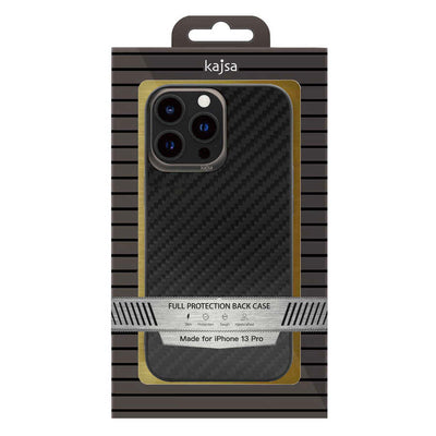 Apple iPhone 13 Kılıf Kajsa Carbon Fiber Collection Arka Kapak Siyah
