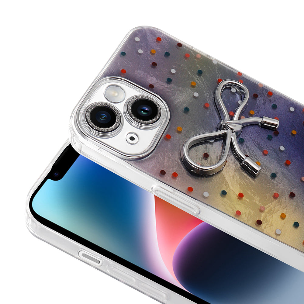 Apple iPhone 13 Kılıf Kamera Korumalı Figürlü Zore Ponti Silikon Kapak Lila