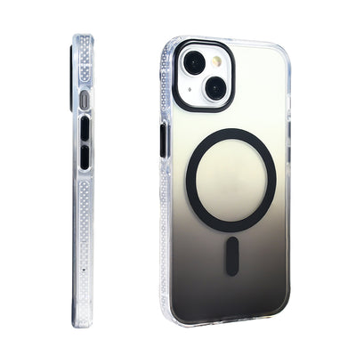 Apple iPhone 13 Kılıf M-safe Şarj Özellikli Transparan Renk Geçişli Zore Toros Kapak Rose Pembe