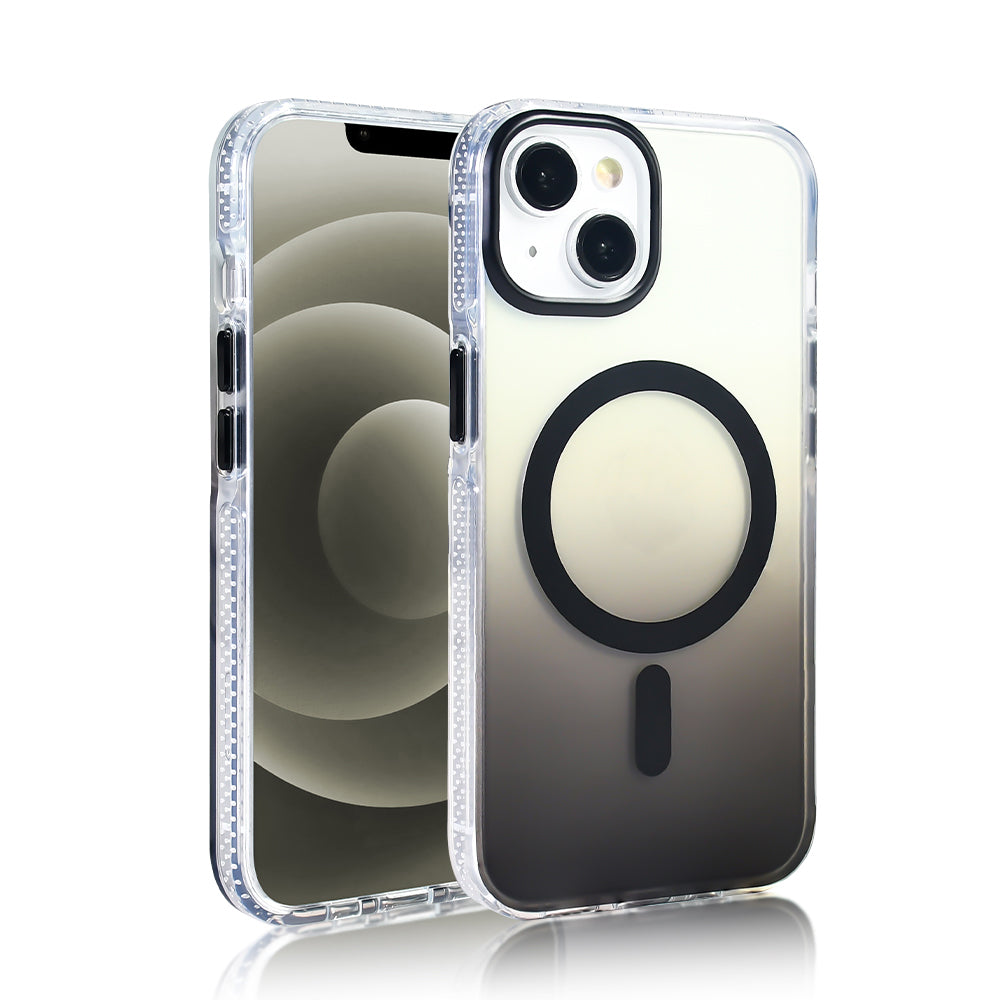 Apple iPhone 13 Kılıf M-safe Şarj Özellikli Transparan Renk Geçişli Zore Toros Kapak Rose Pembe