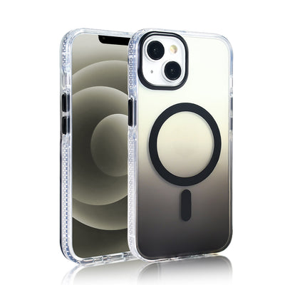 Apple iPhone 13 Kılıf M-safe Şarj Özellikli Transparan Renk Geçişli Zore Toros Kapak Rose Pembe