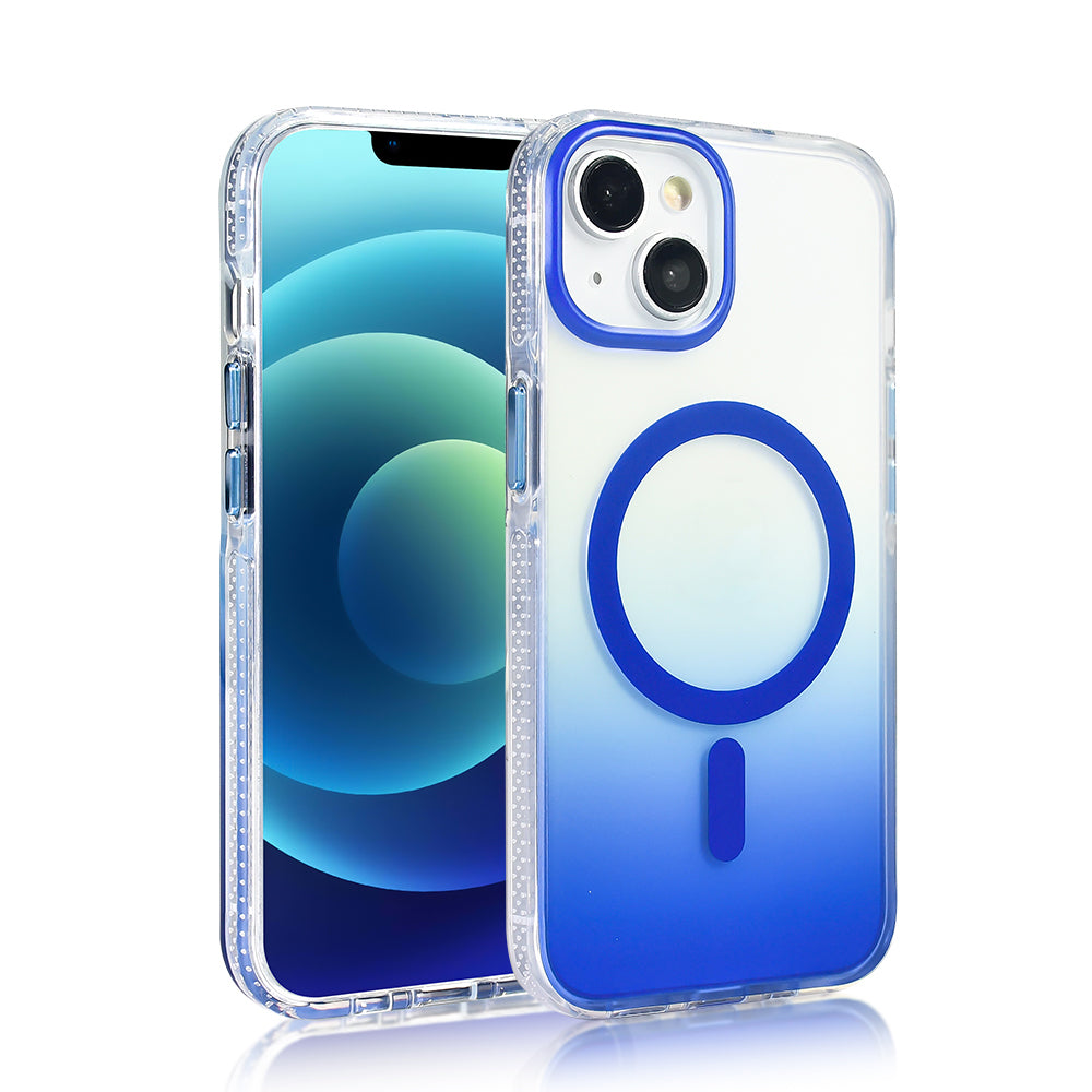 Apple iPhone 13 Kılıf M-safe Şarj Özellikli Transparan Renk Geçişli Zore Toros Kapak Gold