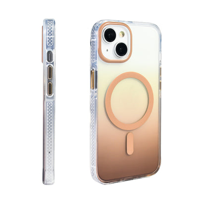 Apple iPhone 13 Kılıf M-safe Şarj Özellikli Transparan Renk Geçişli Zore Toros Kapak Mor