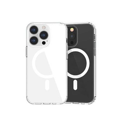 iPhone 13 Kılıf M-safe Şarj Özellikli Airbagli Şeffaf PC Arka Yüzey Recci Magnetik Suction Serisi Kılıf